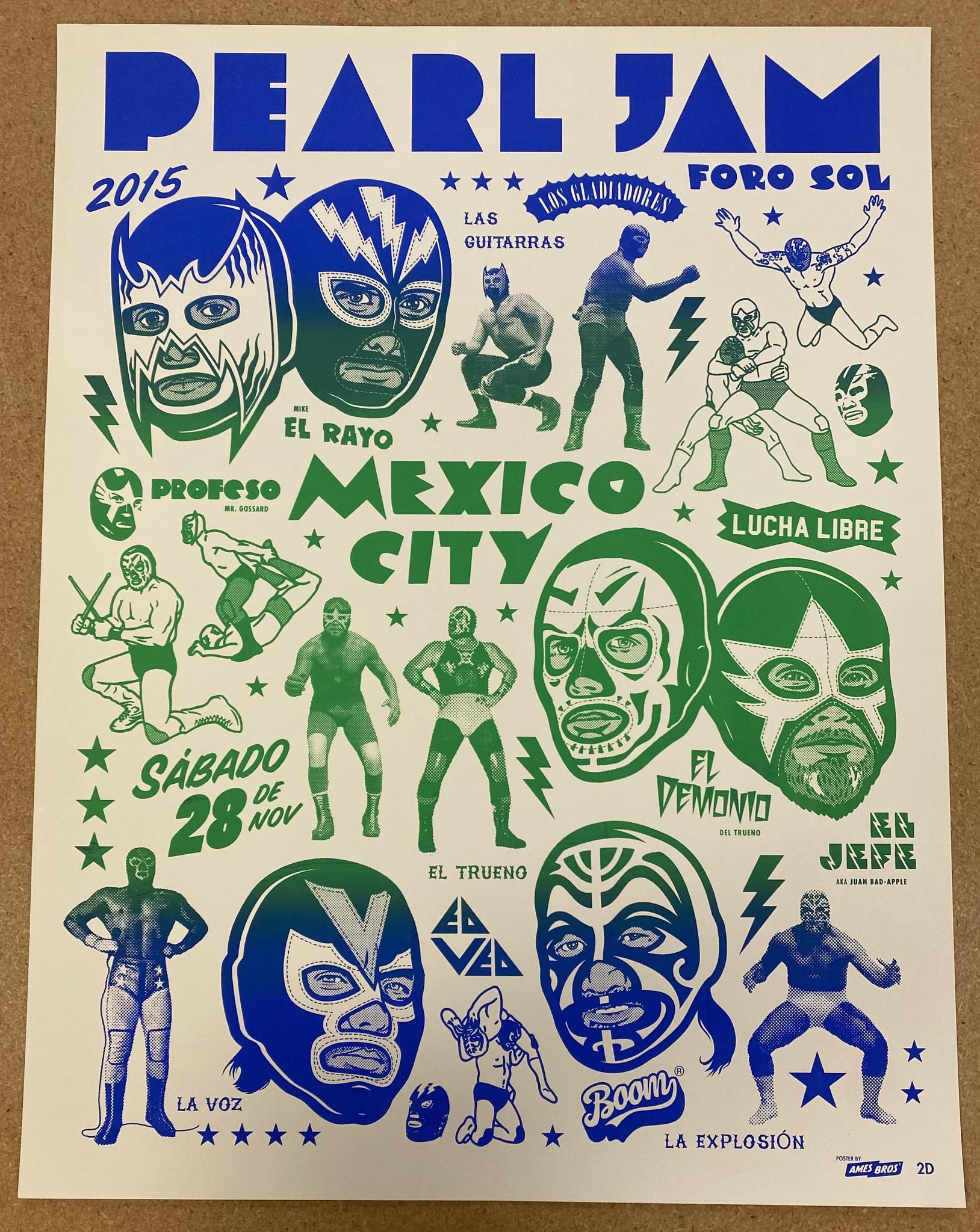 2015 Pearl Jam Mexico City 11/28 Variant Poster - Auction | Ten