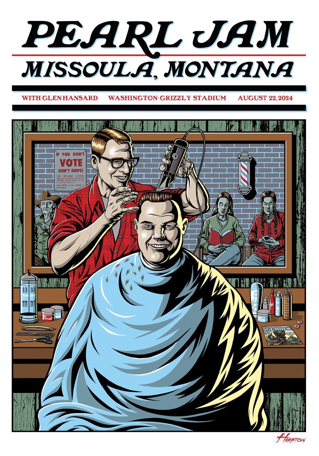 2024 Pearl Jam Missoula 8/22 Event Poster - Hampton | Ten Club LLC