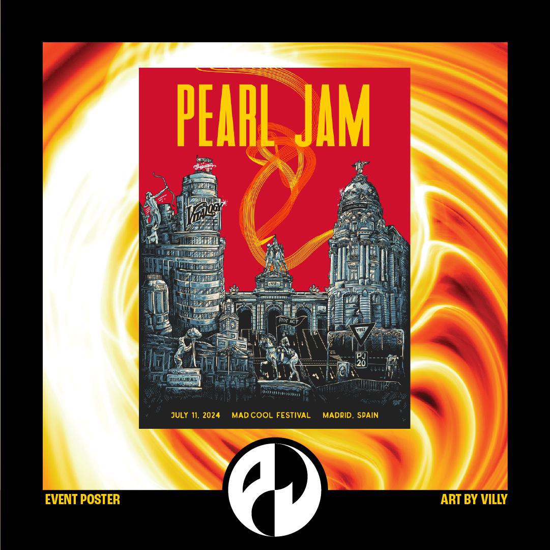 2024 Pearl Jam Madrid 7/11 Event Poster Ten Club LLC